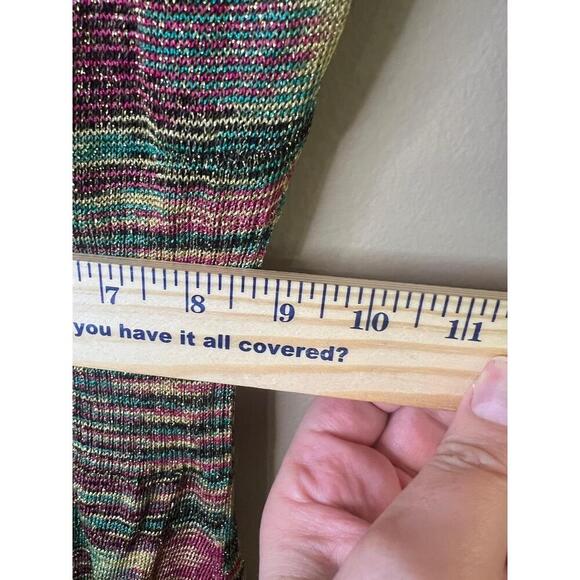 Vintage GUESS Jeans  Multicolor Short Sleeve Smocked Back Tie Knit Dress Small - Picture 6 of 10